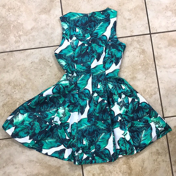 “Leaf It To Chance” Tropical PalmLeaf Skater Dress - Picture 9 of 12